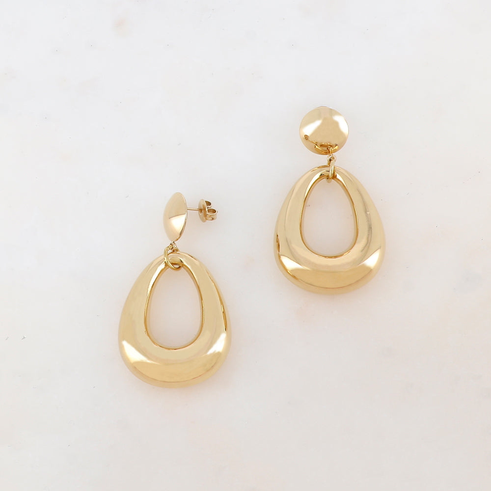 B.O à puce avec pendant anneau oval lisse et bombé, effet miroir 2,8 x 5 CM.