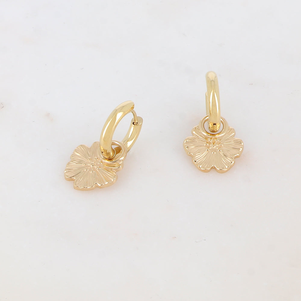 Créoles avec pendant fleur 1,5 x 2,7 CM.