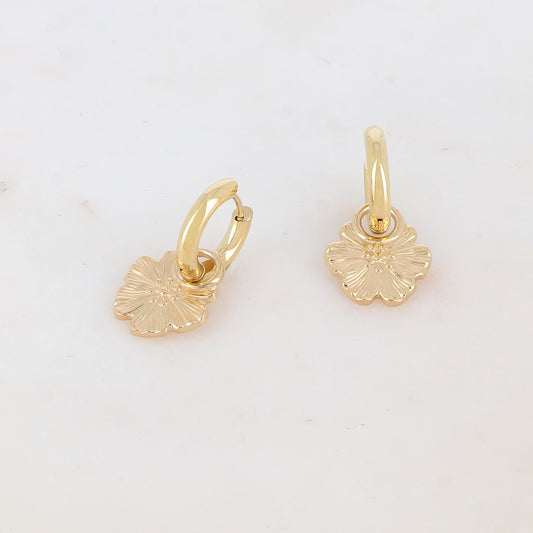 Créoles avec pendant fleur 1,5 x 2,7 CM.
