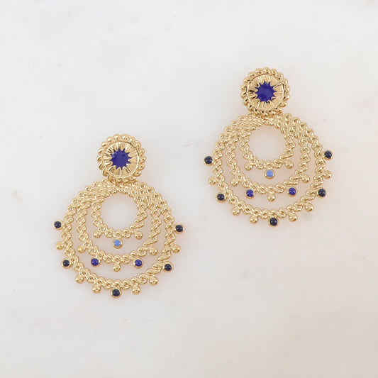 B.O à puce avec pièces géométriques, motif étoile et émail 4 x 5 cm.