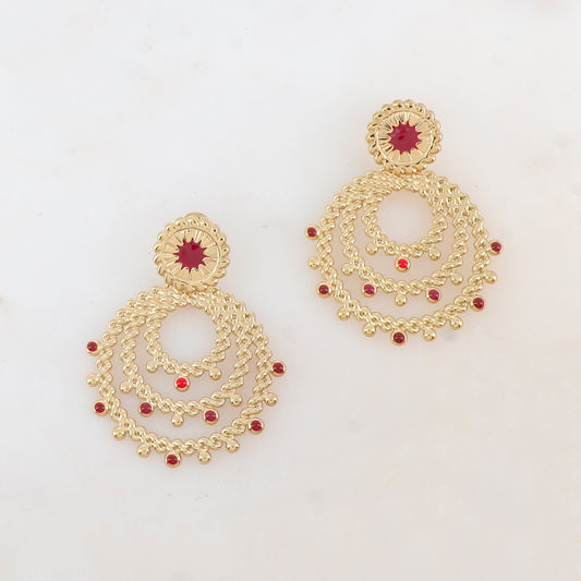 B.O à puce avec pièces géométriques, motif étoile et émail 4 x 5 cm.