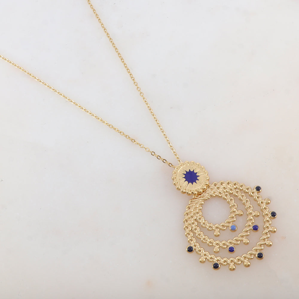 Collier avec pendentif embelli d'émail, motif étoile (50+5CM)