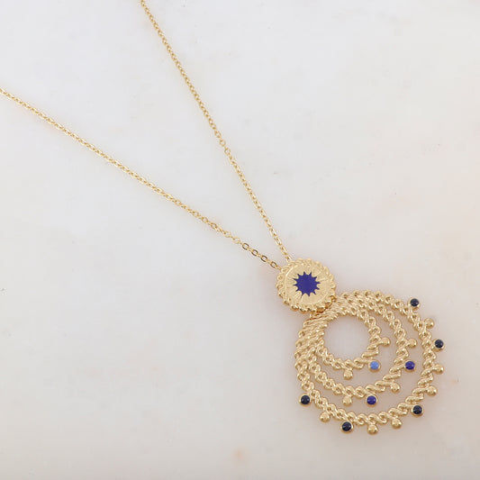 Collier avec pendentif embelli d'émail, motif étoile (50+5CM)