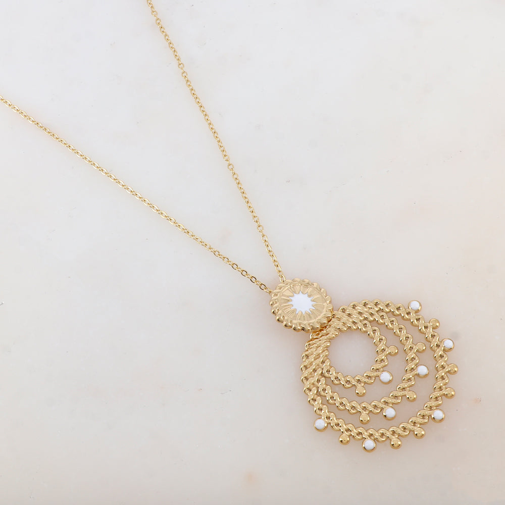 Collier avec pendentif embelli d'émail, motif étoile (50+5CM)