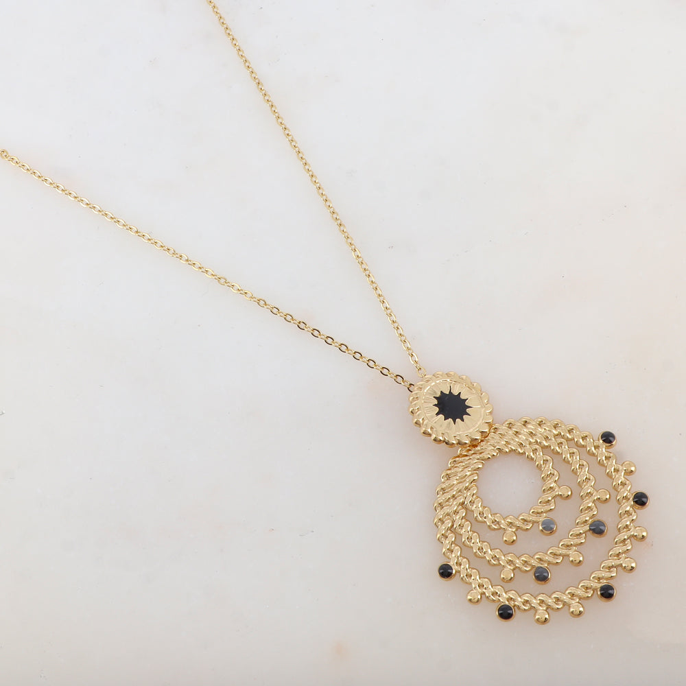 Collier avec pendentif embelli d'émail, motif étoile (50+5CM)