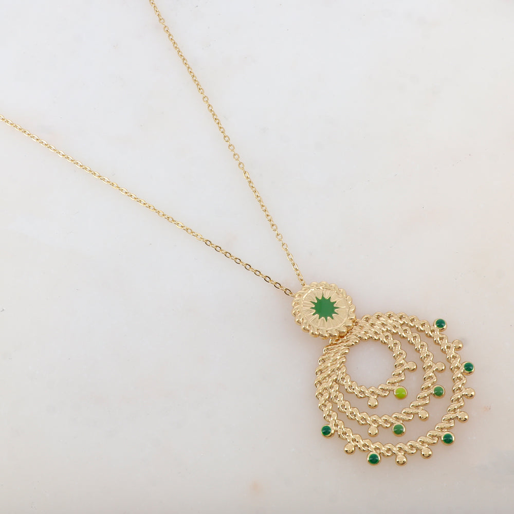 Collier avec pendentif embelli d'émail, motif étoile (50+5CM)