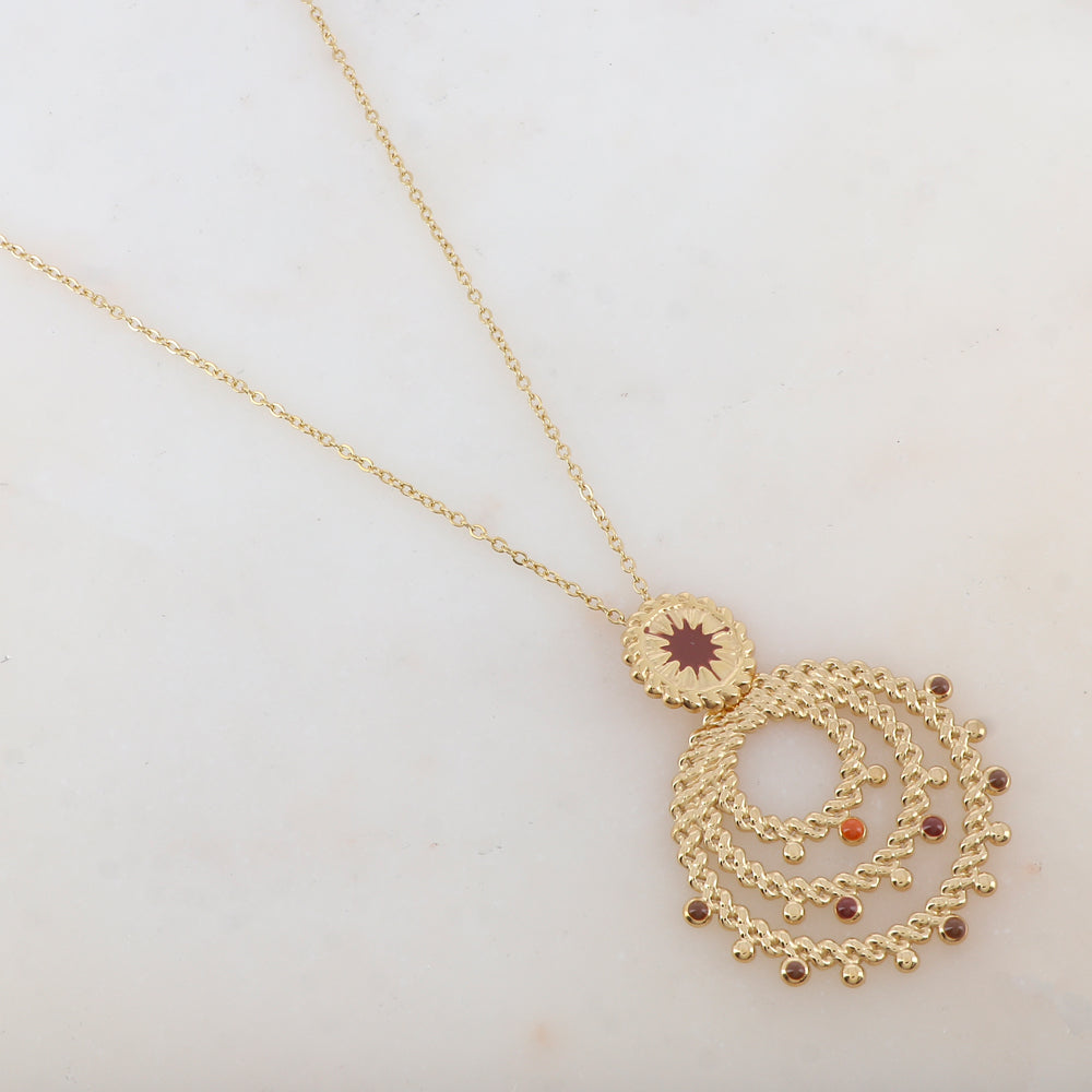 Collier avec pendentif embelli d'émail, motif étoile (50+5CM)