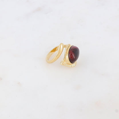 Bague fine avec pierre naturelle ovale - Œil de taureau