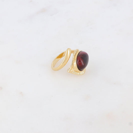 Bague fine avec pierre naturelle ovale - Œil de taureau