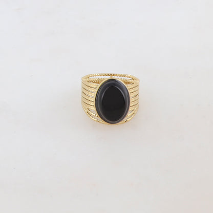 Bague multirangs avec pierre naturelle ovale - Onyx