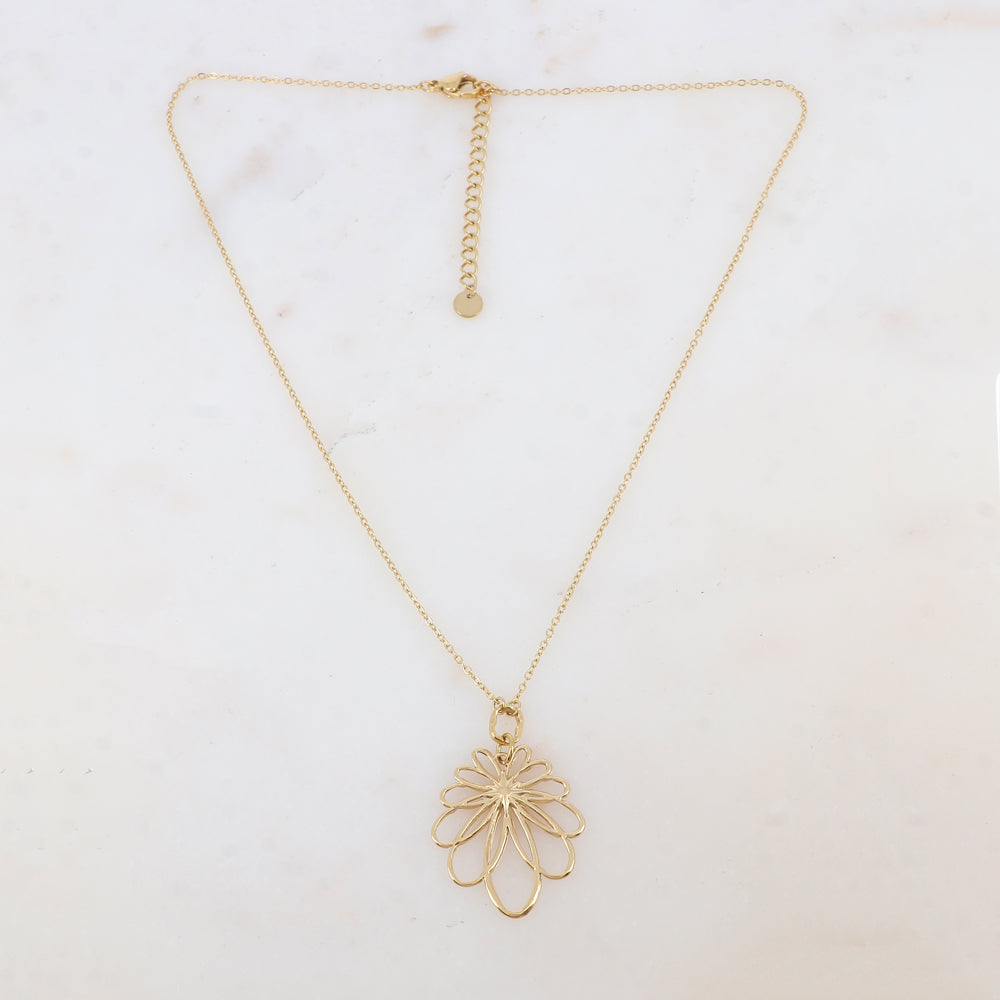Collier avec pendentif ajouré et motif feuille (40+5CM)