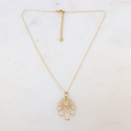Collier avec pendentif ajouré et motif feuille (40+5CM)