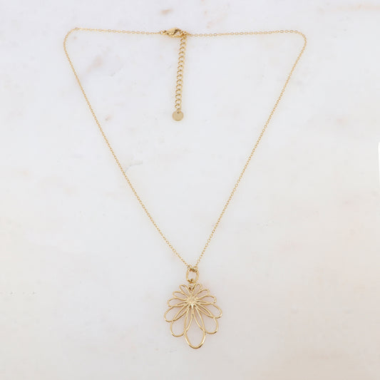 Collier avec pendentif ajouré et motif feuille (40+5CM)