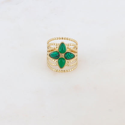 Bague multi-rangs style semainier avec 4 pierres naturelles formant une étoile du nord