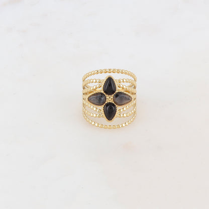 Bague multi-rangs style semainier avec 4 pierres naturelles formant une étoile du nord