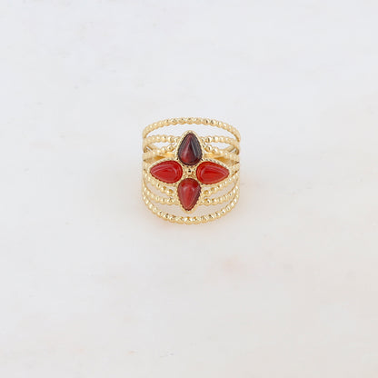 Bague multi-rangs style semainier avec 4 pierres naturelles formant une étoile du nord