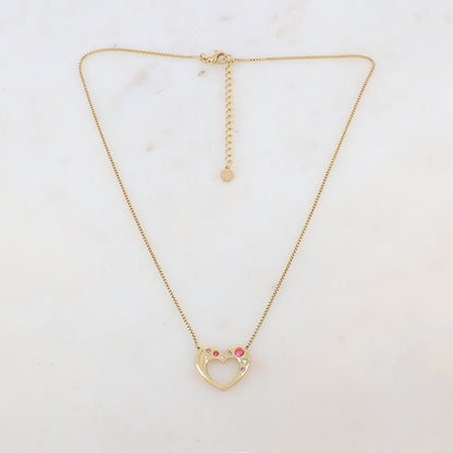 Collier avec pendentif cœur et strass (40+5CM)