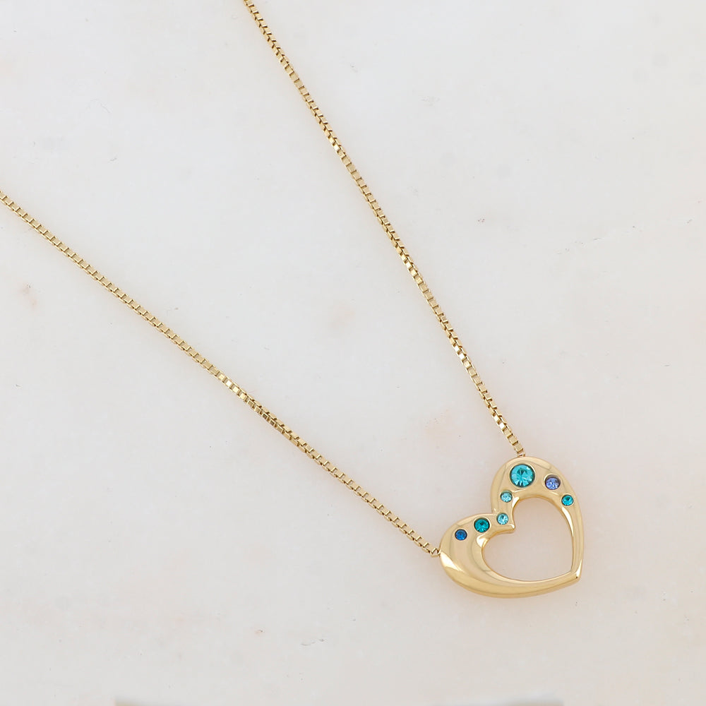 Collier avec pendentif cœur et strass (40+5CM)