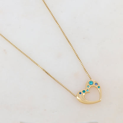 Collier avec pendentif cœur et strass (40+5CM)