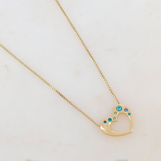 Collier avec pendentif cœur et strass (40+5CM)