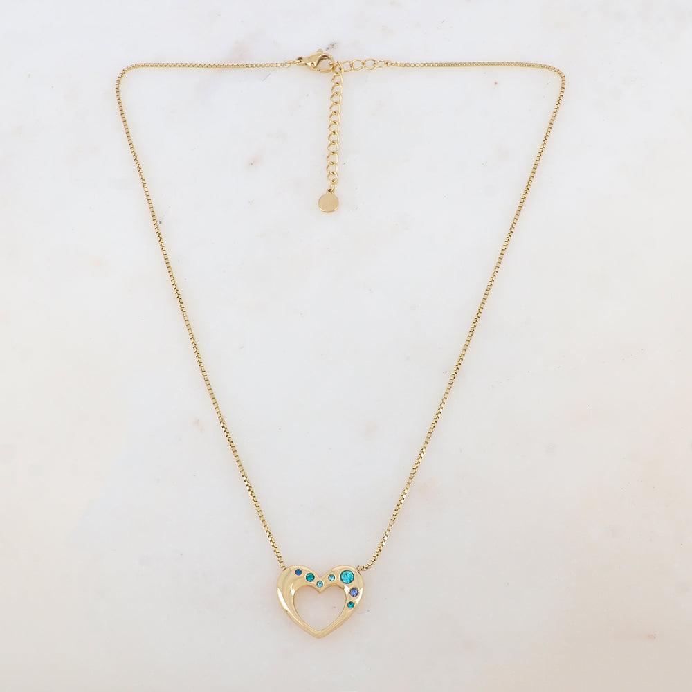Collier avec pendentif cœur et strass (40+5CM)