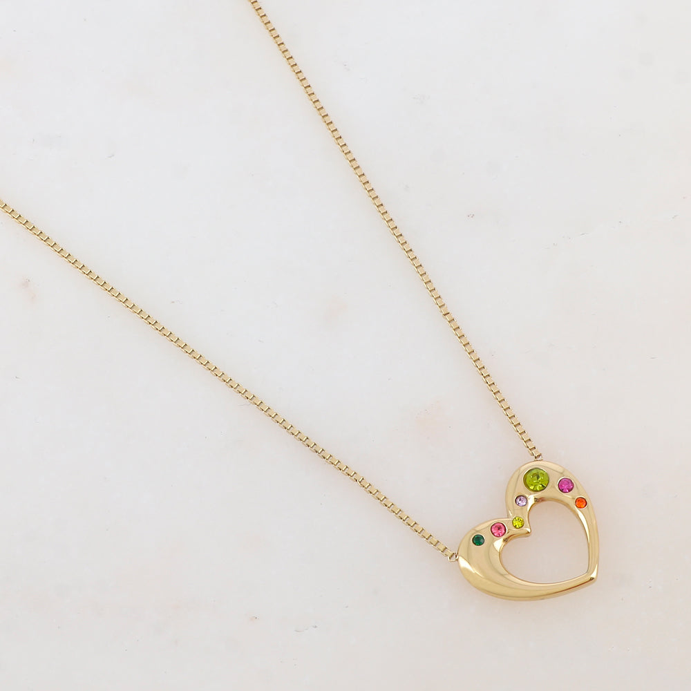Collier avec pendentif cœur et strass (40+5CM)