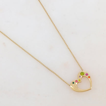 Collier avec pendentif cœur et strass (40+5CM)