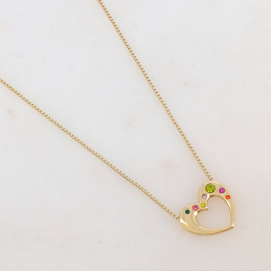 Collier avec pendentif cœur et strass (40+5CM)