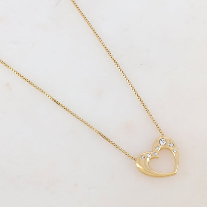 Collier avec pendentif cœur et strass (40+5CM)