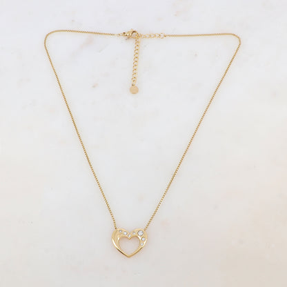Collier avec pendentif cœur et strass (40+5CM)