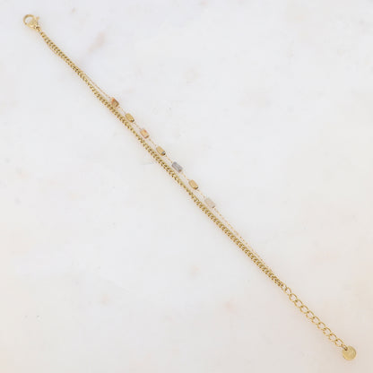 Bracelet deux rangs avec des perles en pierre naturelle