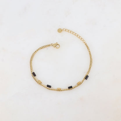 Bracelet deux rangs avec des perles en pierre naturelle