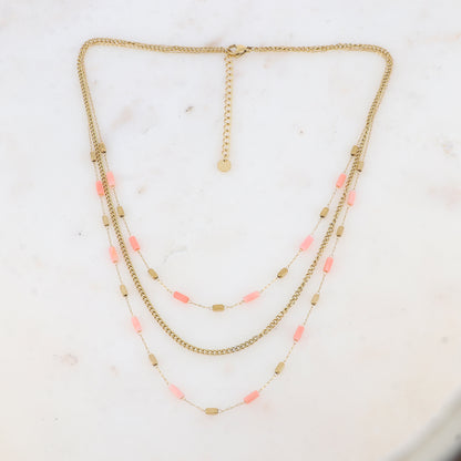 Collier 3 rangs avec des perles en pierre naturelle (39/42/45+5CM)