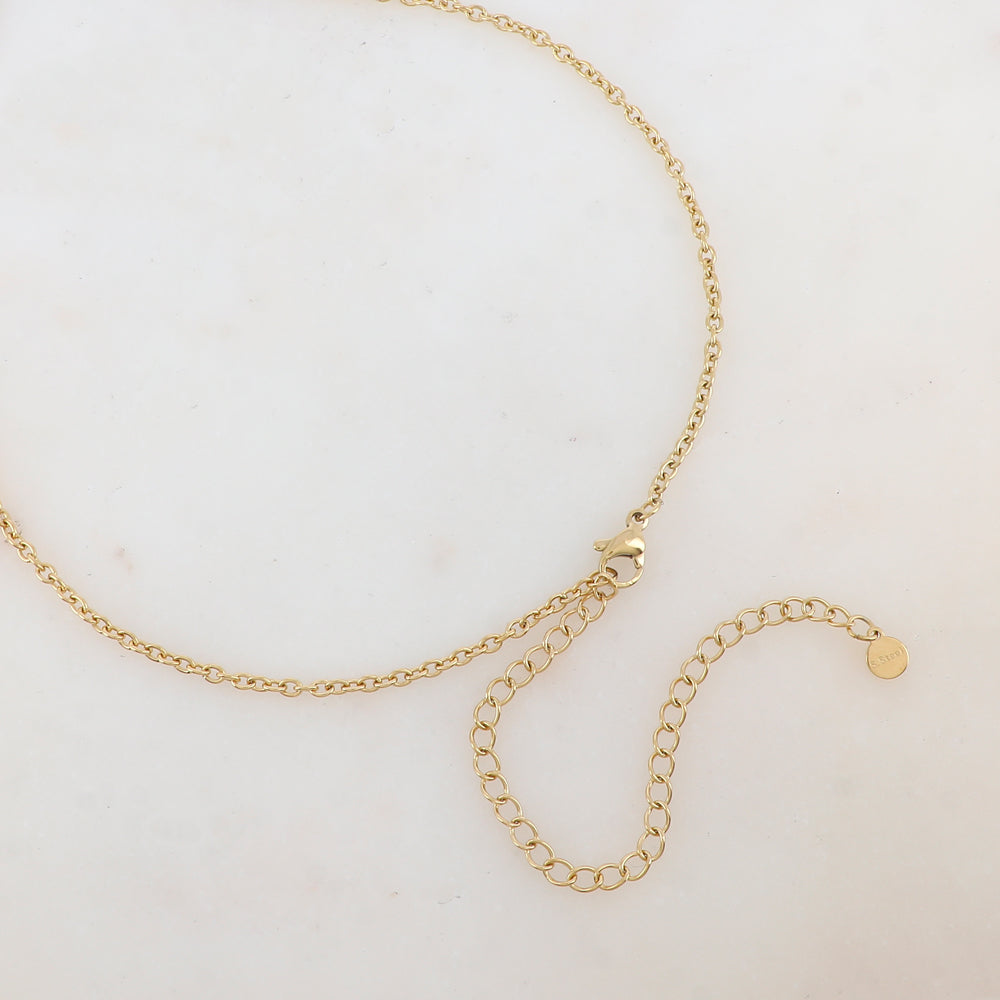 Sautoir avec pendentif cœur ajouré, pierre naturelle et strass (80+10CM)