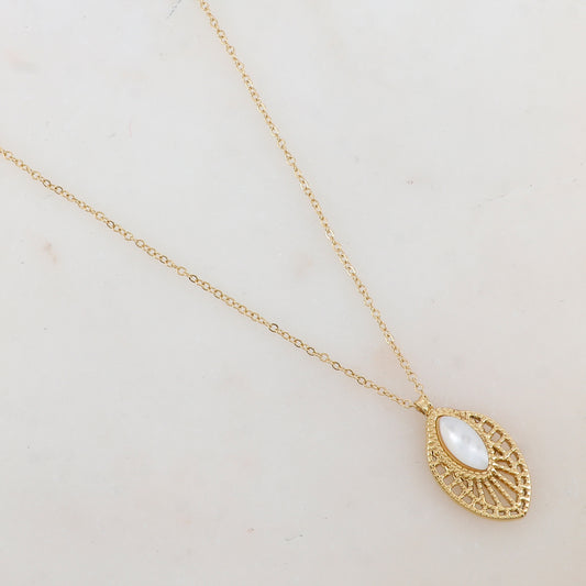 Collier avec pendentif ajouré, nacre (40+5CM)