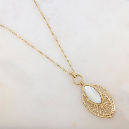 Sautoir avec pendentif ajouré, nacre (80+10CM)
