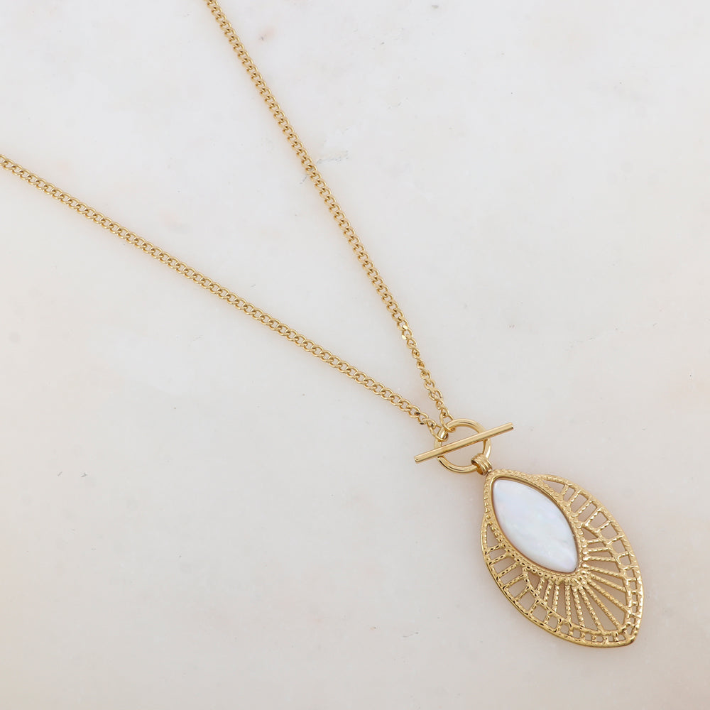 Sautoir avec pendentif ajouré, nacre (60+5CM)