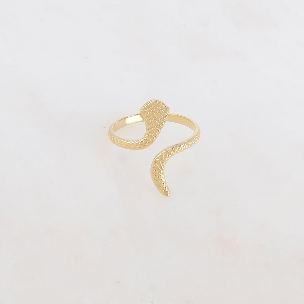 bague fine et texturée ajustable en forme de serpent