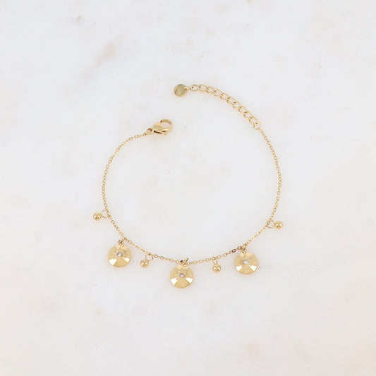 Bracelet avec pampilles boules et rondes avec motif étoile et strass
