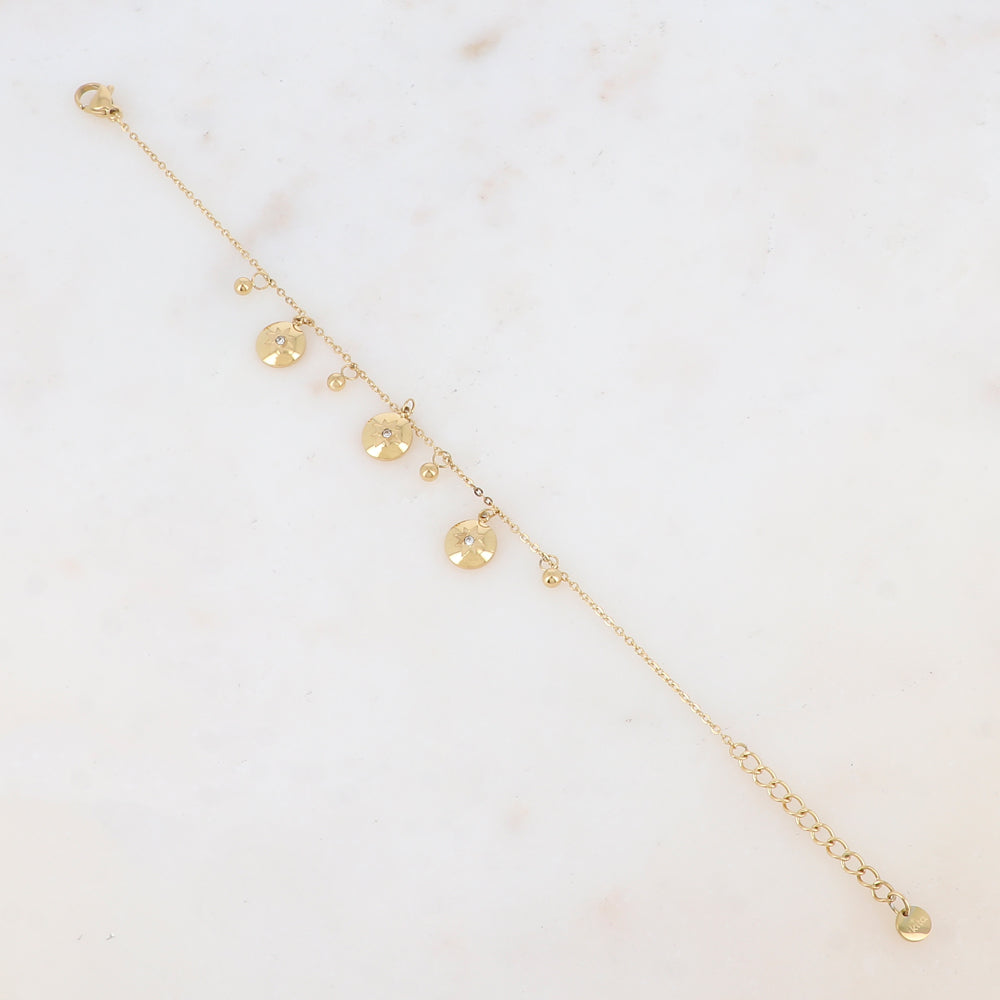 Bracelet avec pampilles boules et rondes avec motif étoile et strass