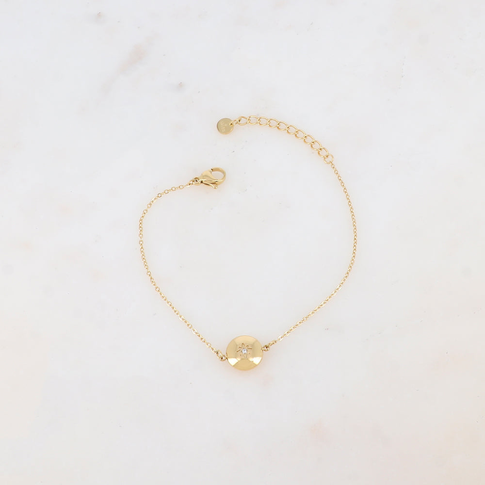 Bracelet avec pièce ronde, étoile et strass