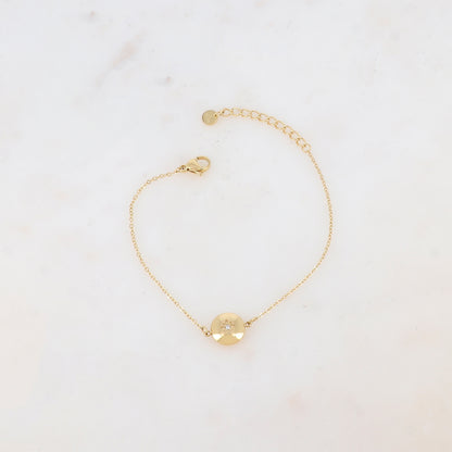Bracelet avec pièce ronde, étoile et strass