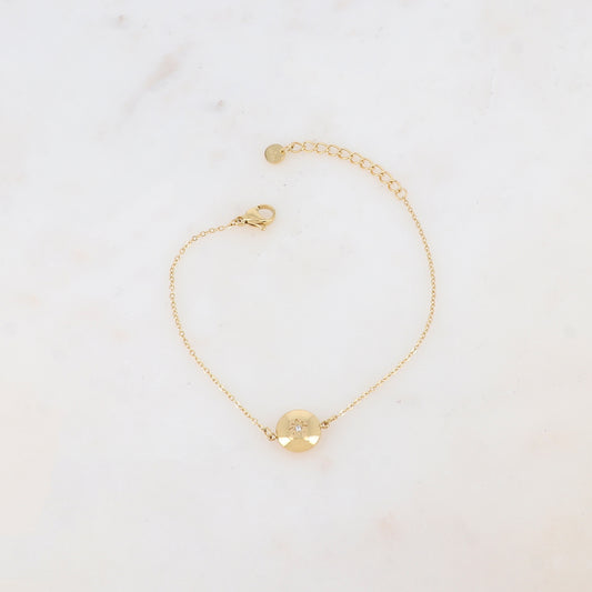 Bracelet avec pièce ronde, étoile et strass