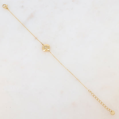 Bracelet avec pièce ronde, étoile et strass