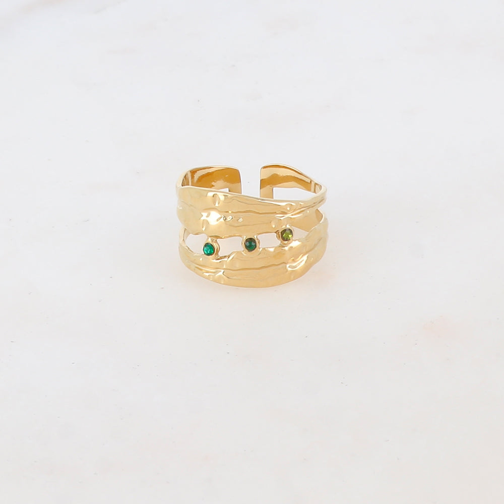 Bague multi-rangs avec strass zirconium