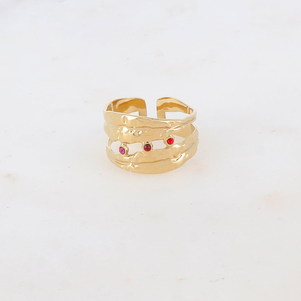 Bague multi-rangs avec strass zirconium