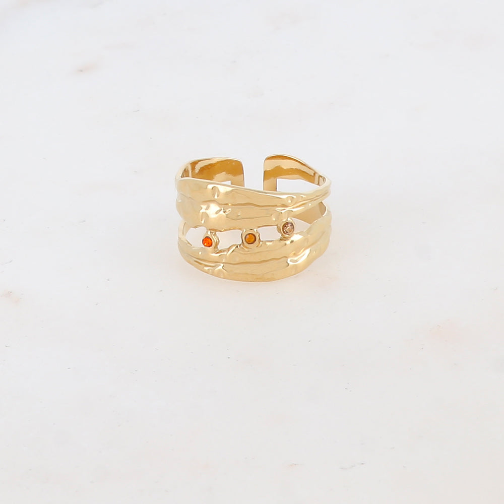 Bague multi-rangs avec strass zirconium