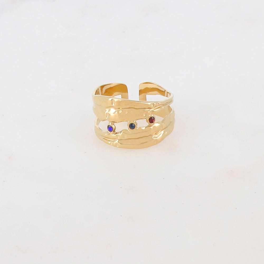 Bague multi-rangs avec strass zirconium