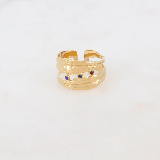Bague multi-rangs avec strass zirconium