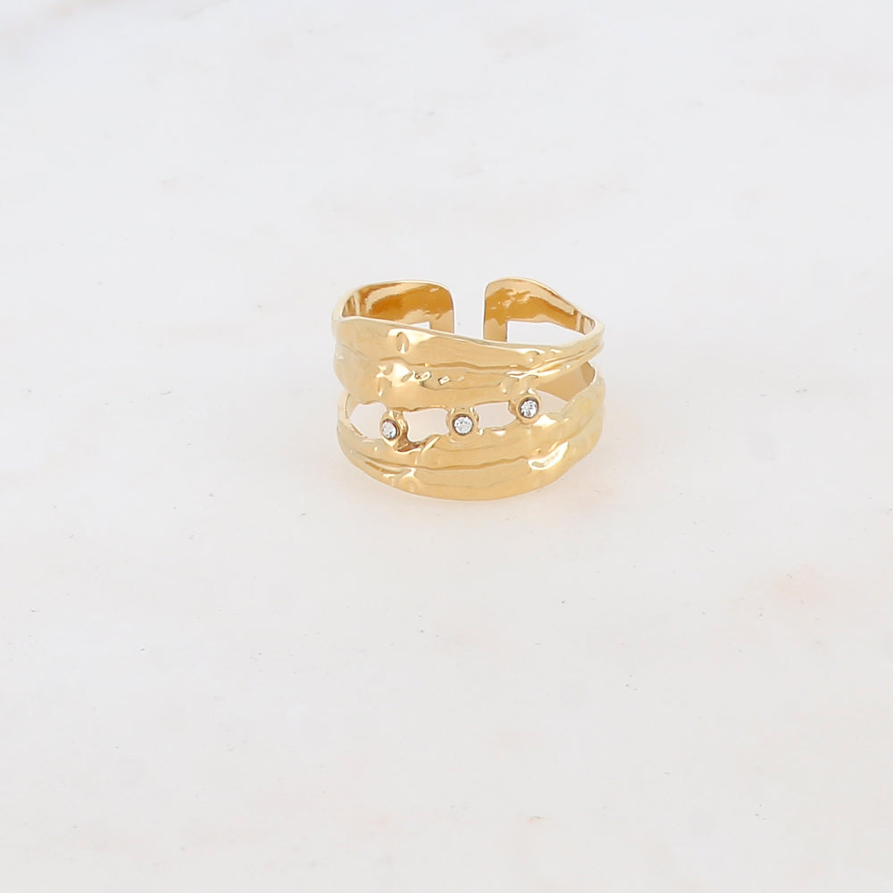 Bague multi-rangs avec strass zirconium